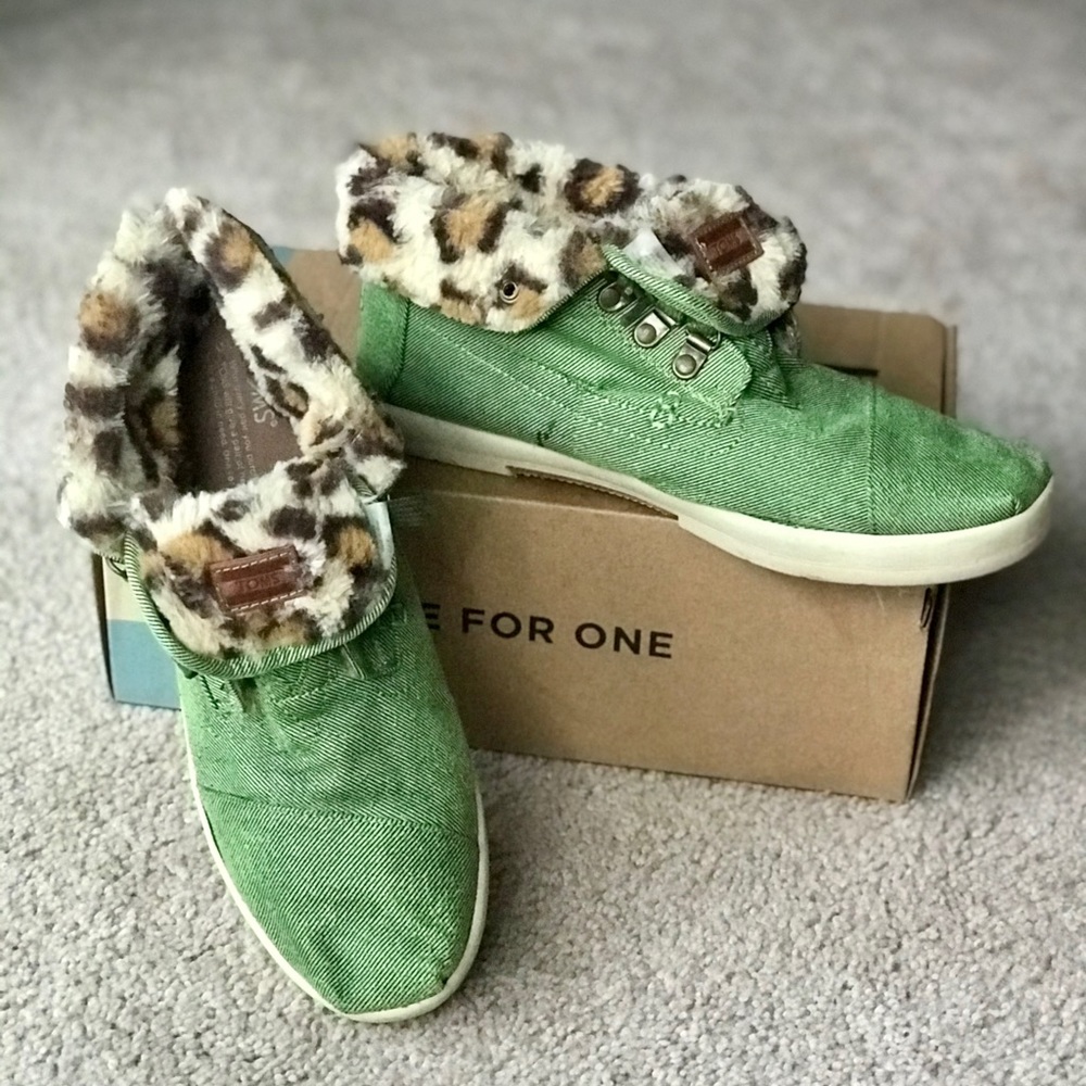 Toms Highland Olive Green & Leopard Print Sneakers